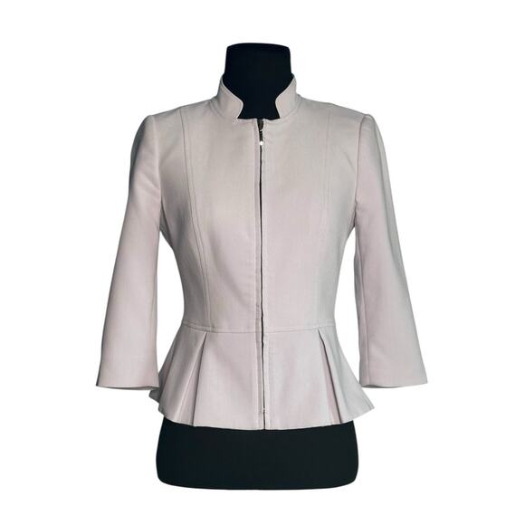 White House Black Market Lilac Mandarin Collar Peplum Zipper Jacket size 00P - Picture 1 of 13